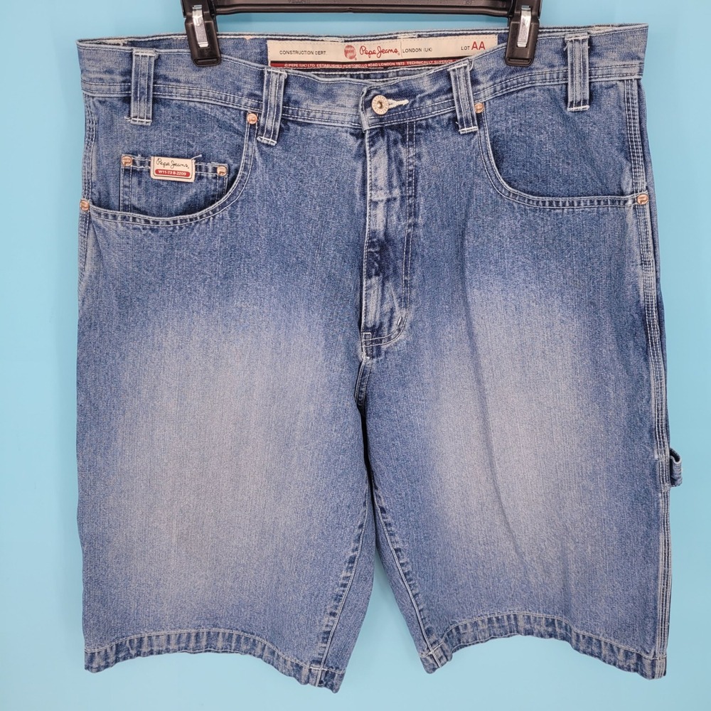 Pepe Jeans london lot aa Carpenter cert Denim jorts Mens 38 Baggy Y2K Utility